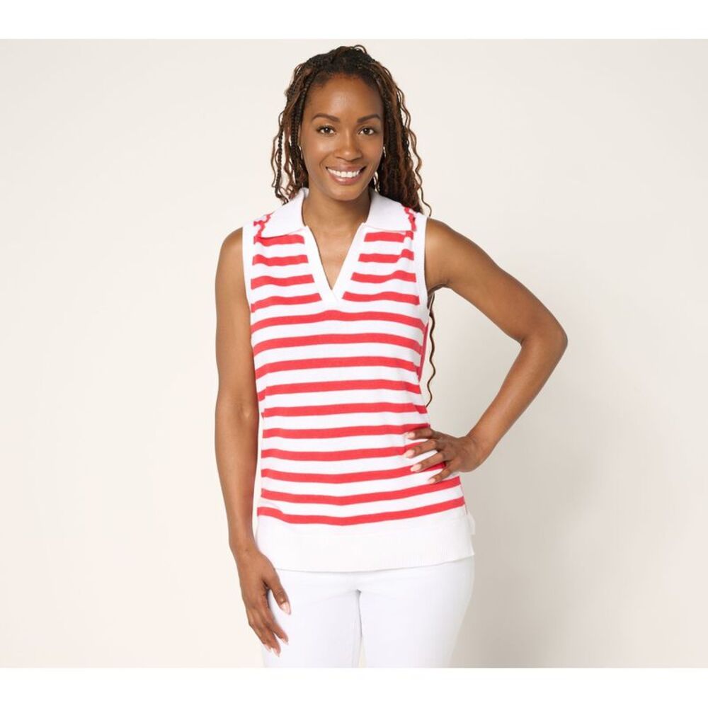 Gloria Vanderbilt Women's Top Sweater Sz XL Striped Front Multi-colored